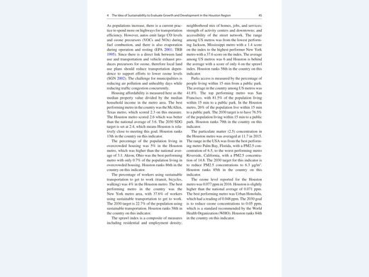SDG report page discussing parks access and air quality
