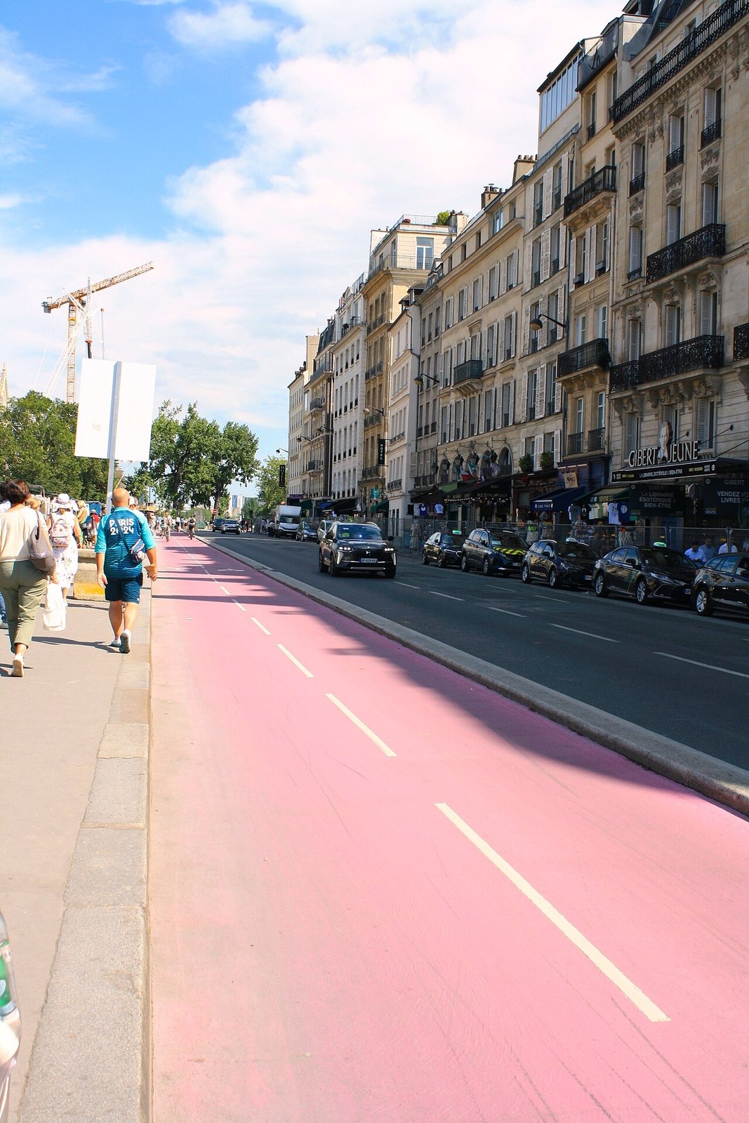 Paris bike lane and multimodal street corridor